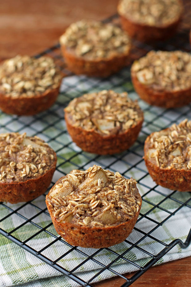 Chai Spiced Pear Baked Oatmeal Singles on a  cooling rack