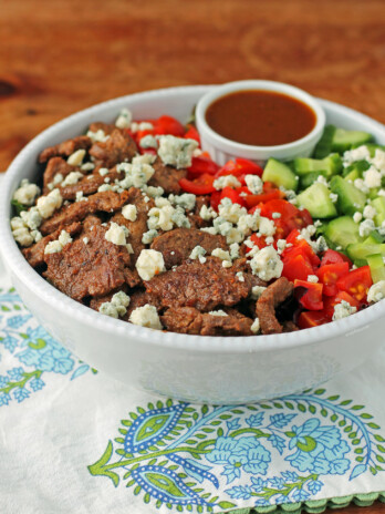 Black and Blue Steak Salad in a bowl