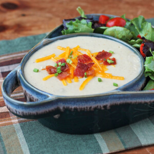 Creamy Loaded Potato Soup with bacon topping