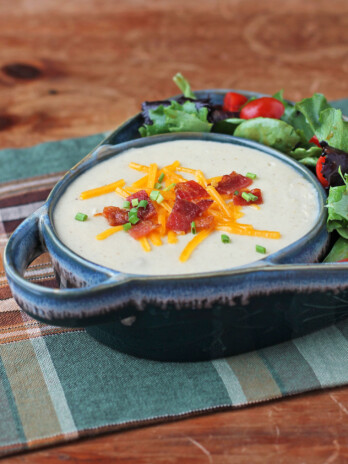 Creamy Loaded Potato Soup with bacon topping