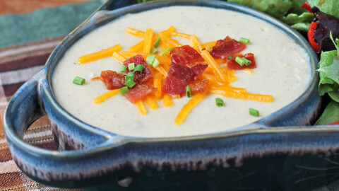 Creamy Loaded Potato Soup with bacon topping