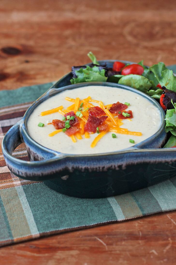 Creamy Loaded Potato Soup with bacon topping