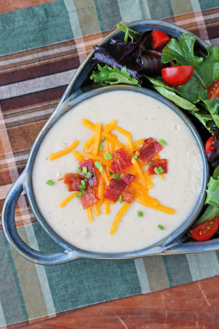 Creamy Loaded Potato Soup in a bowl