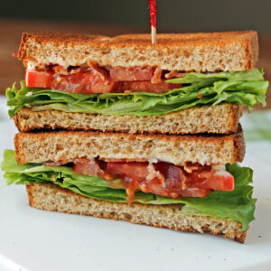 BLT Sandwich stacked on a plate