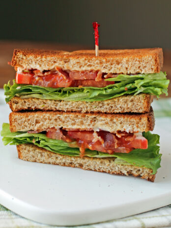 BLT Sandwich stacked on a plate