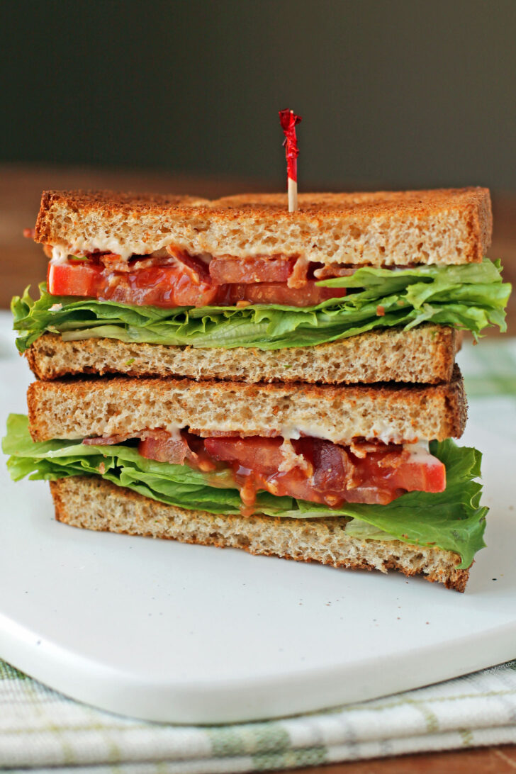 BLT Sandwich stacked on a plate