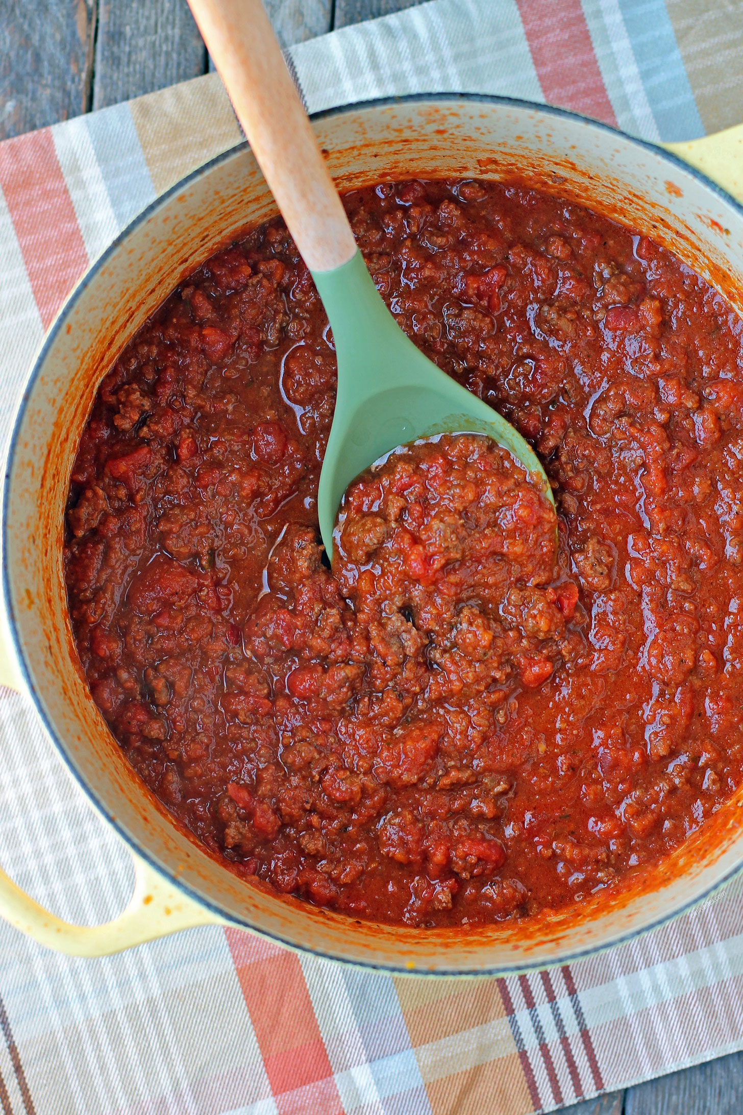 Weeknight Bolognese sauce in a pot