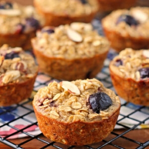 Cherry Almond Baked Oatmeal Singles close up