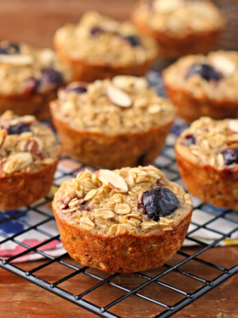 Cherry Almond Baked Oatmeal Singles close up