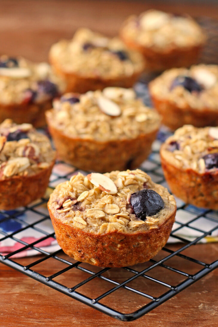 Cherry Almond Baked Oatmeal Singles close up