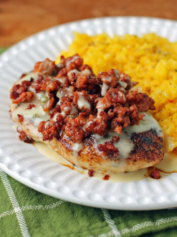 Chori Pollo plated with rice