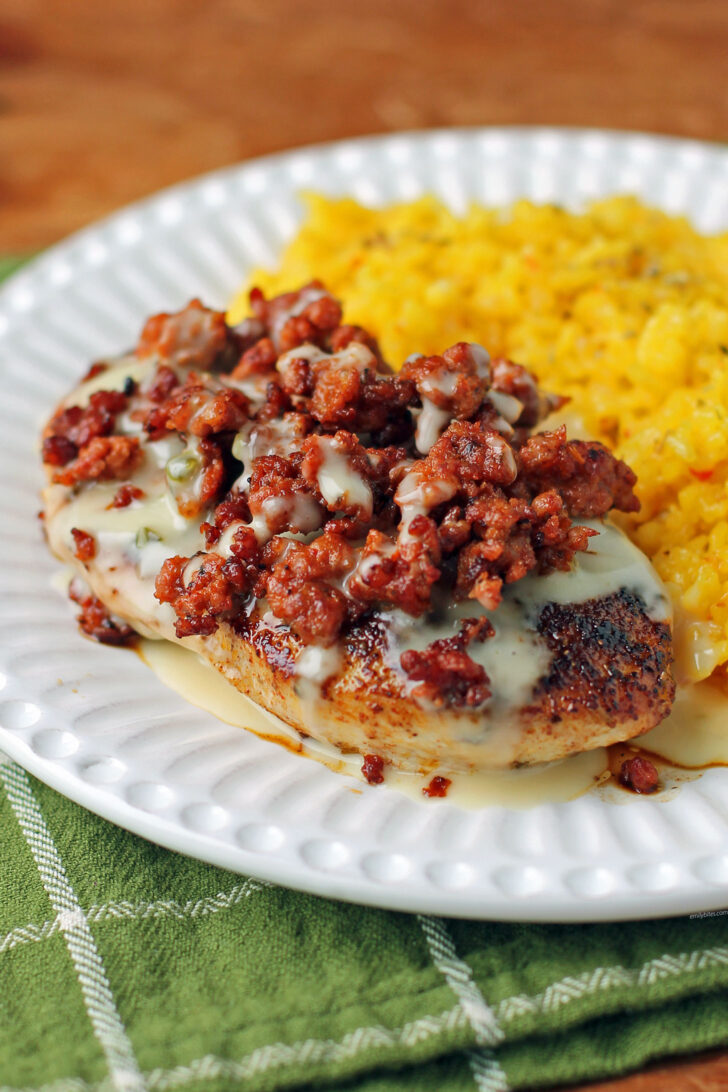 Chori Pollo plated with rice