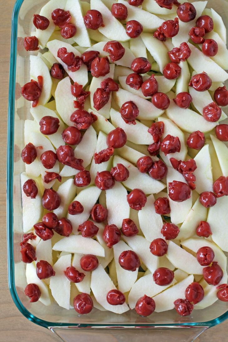Cherry Apple Crisp just the fruit