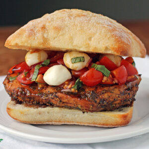 Bruschetta Chicken Sandwich on a plate