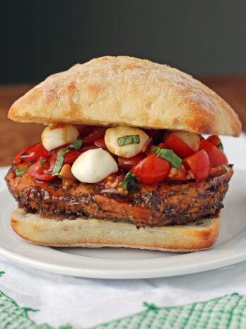 Bruschetta Chicken Sandwich on a plate