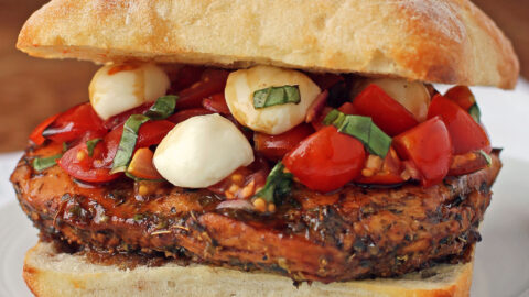 Bruschetta Chicken Sandwich on a plate