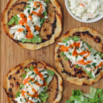 Buffalo Chicken Smashed Tacos with toppings
