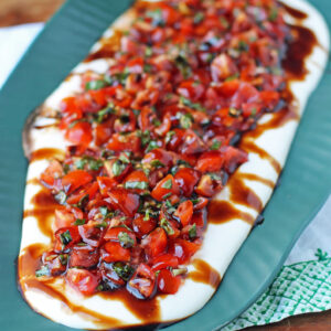 Whipped Feta Bruschetta Dip on a platter