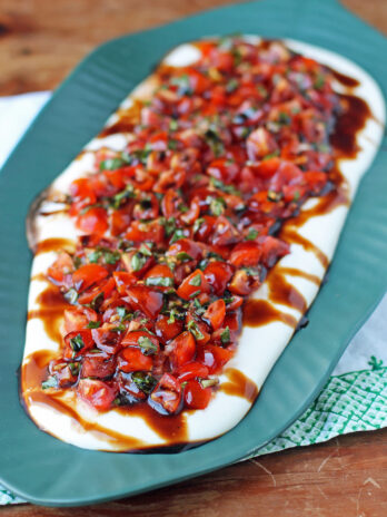 Whipped Feta Bruschetta Dip on a platter