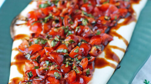 Whipped Feta Bruschetta Dip on a platter