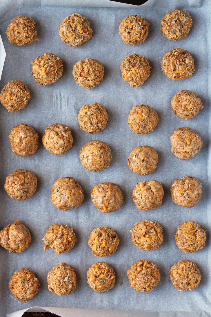 Bisquick Chicken Sausage Balls before cooking