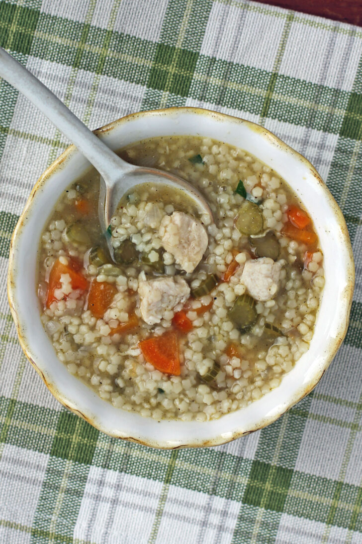 A serving of Chicken and Stars Soup