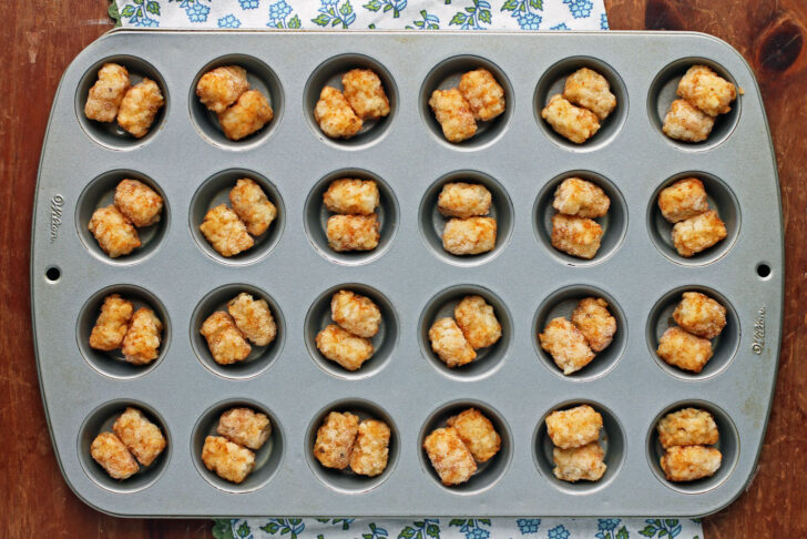 Tater Tots in a mini muffin tin