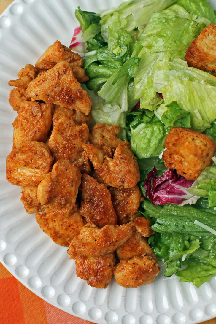 Brown Sugar Mustard Rubbed Chicken Bites overhead shot