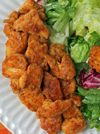 Brown Sugar Mustard Rubbed Chicken Bites close up