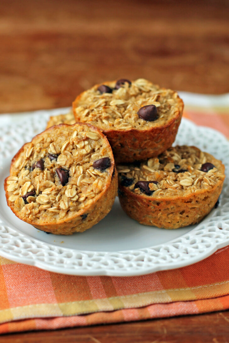 Orange Chocolate Baked Oatmeal Singles on a plate