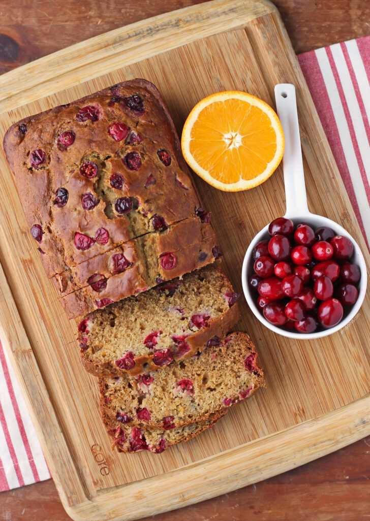 Orange Cranberry Bread with ingredients