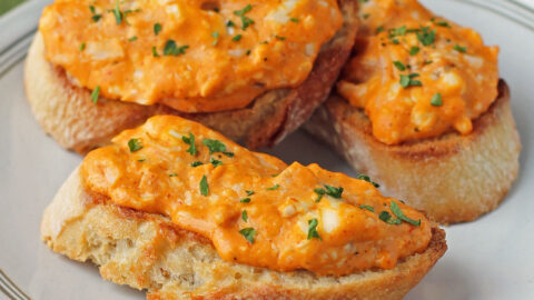 Cheesy Buffalo Chicken Toasts on a plate