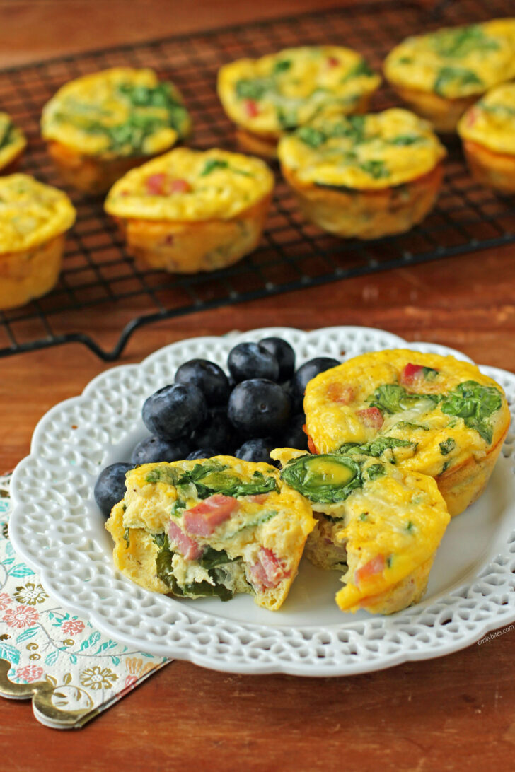 Ham and Swiss Egg Cups open on plate