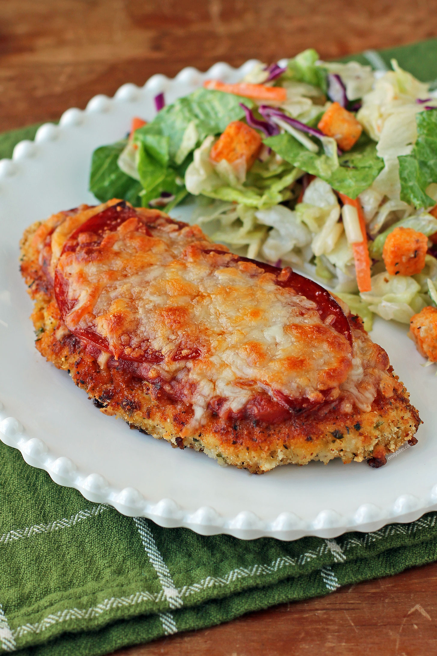 Chicken Pizzesan - Emily Bites