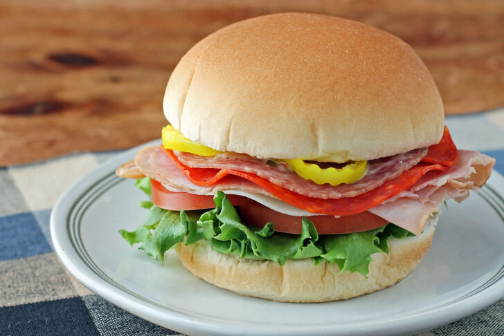 Italian Grinder Sandwich close up on a plate