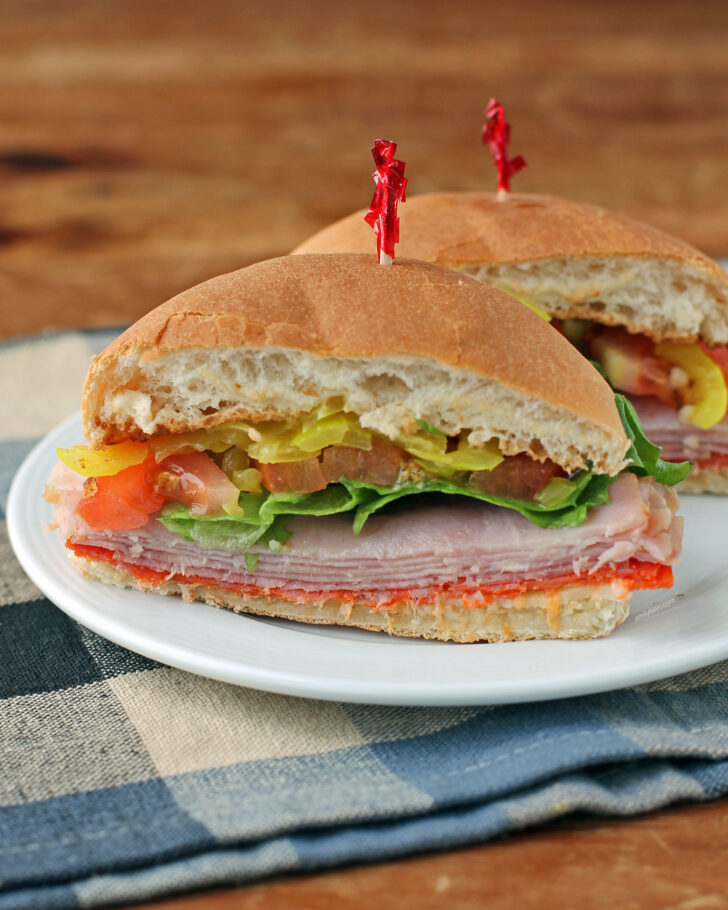 Italian Grinder Sandwich cut in half