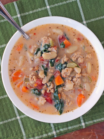 Italian Sausage and White Bean Soup in a bowl