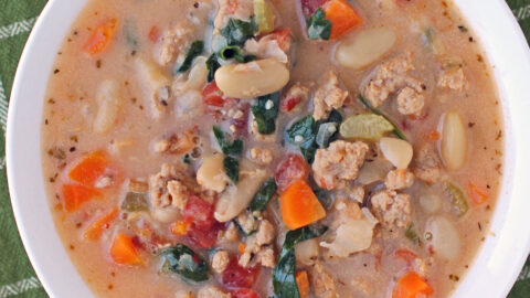 Italian Sausage and White Bean Soup in a bowl