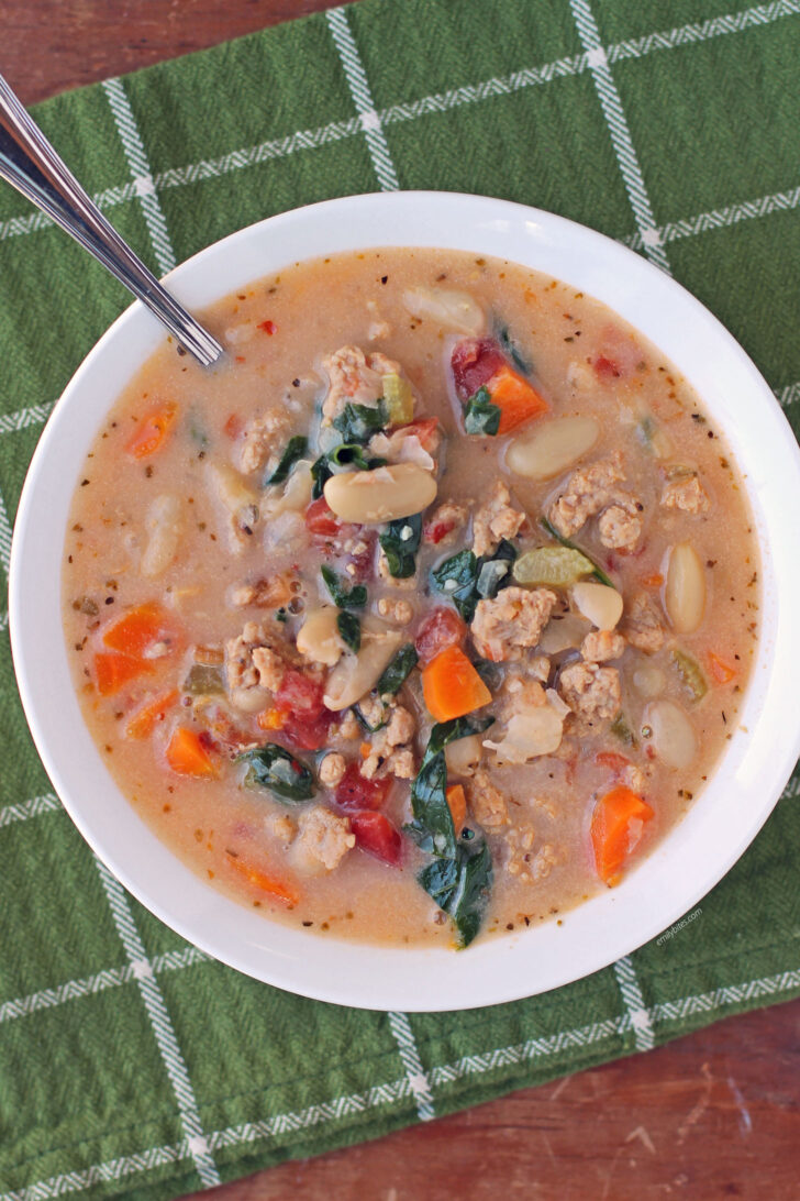 Italian Sausage and White Bean Soup in a bowl