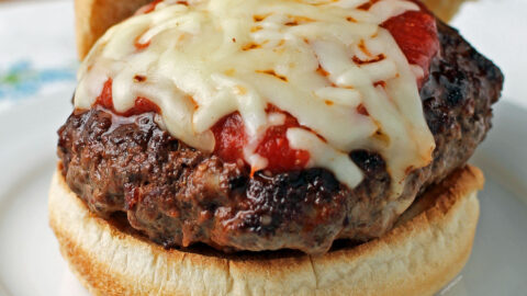 Stuffed Pizza Burger on a plate