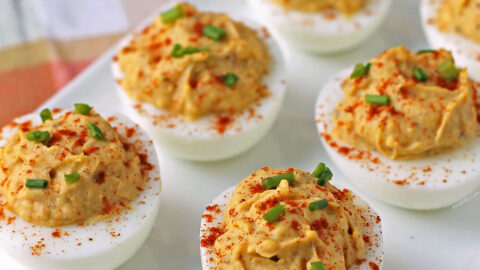 Cajun Deviled Eggs ready to serve