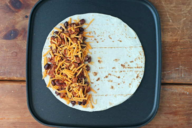 Chorizo Black Bean Quesadilla open before cooking