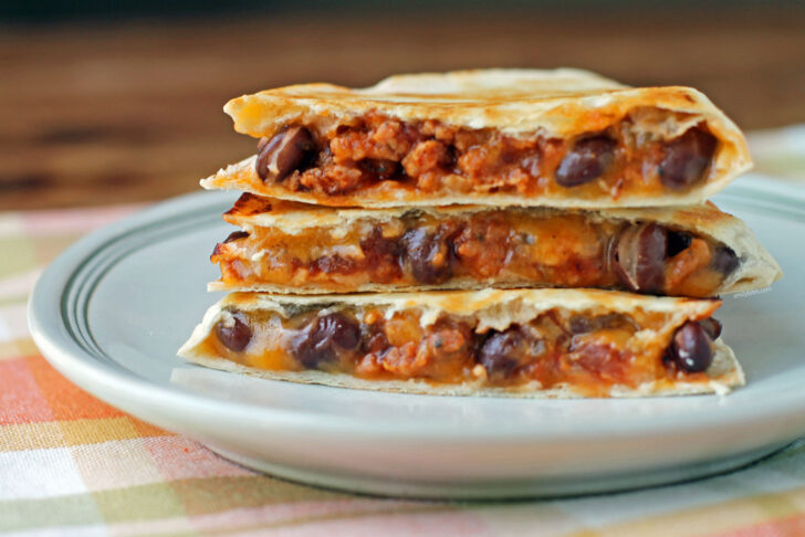 Chorizo Black Bean Quesadilla stacked side view