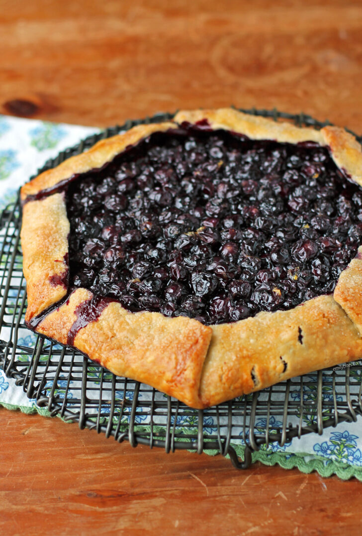Easy Blueberry Galette on a cooling rack