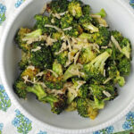 Air Fryer Garlic Parmesan Broccoli in a serving bowl