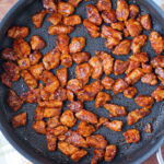 Saucy Barbecue Chicken Bites cooked in the pan