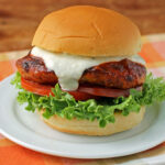Buffalo Chicken Sandwich close up on a plate