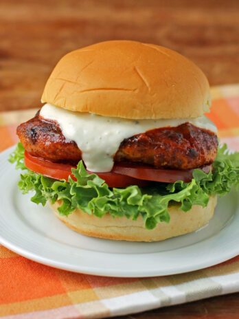 Buffalo Chicken Sandwich close up on a plate