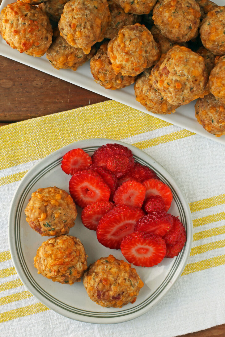 Maple Bacon Bisquick Sausage Balls overhead shot