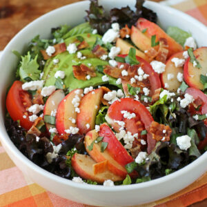 Peach and Tomato Salad in a bowl